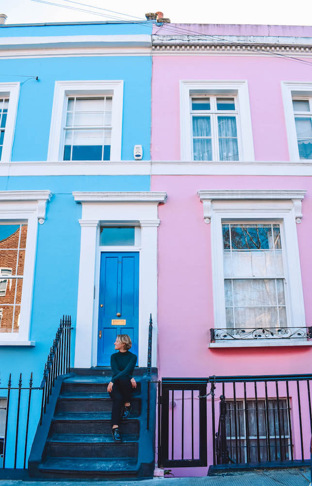 The pretty pastel coloured houses of Westbourne Grove 