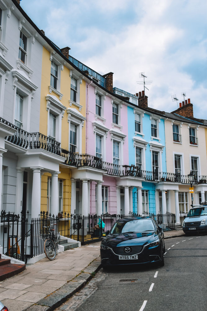 Colourful houses in Chalcot Crescent