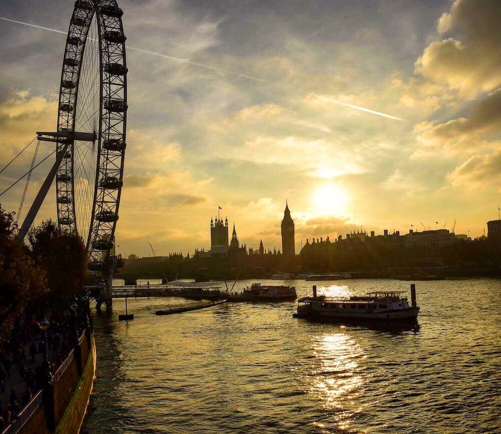 Sunset over the London Eye and Westminster